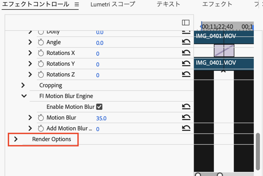 「Motion TweenのRender Options」