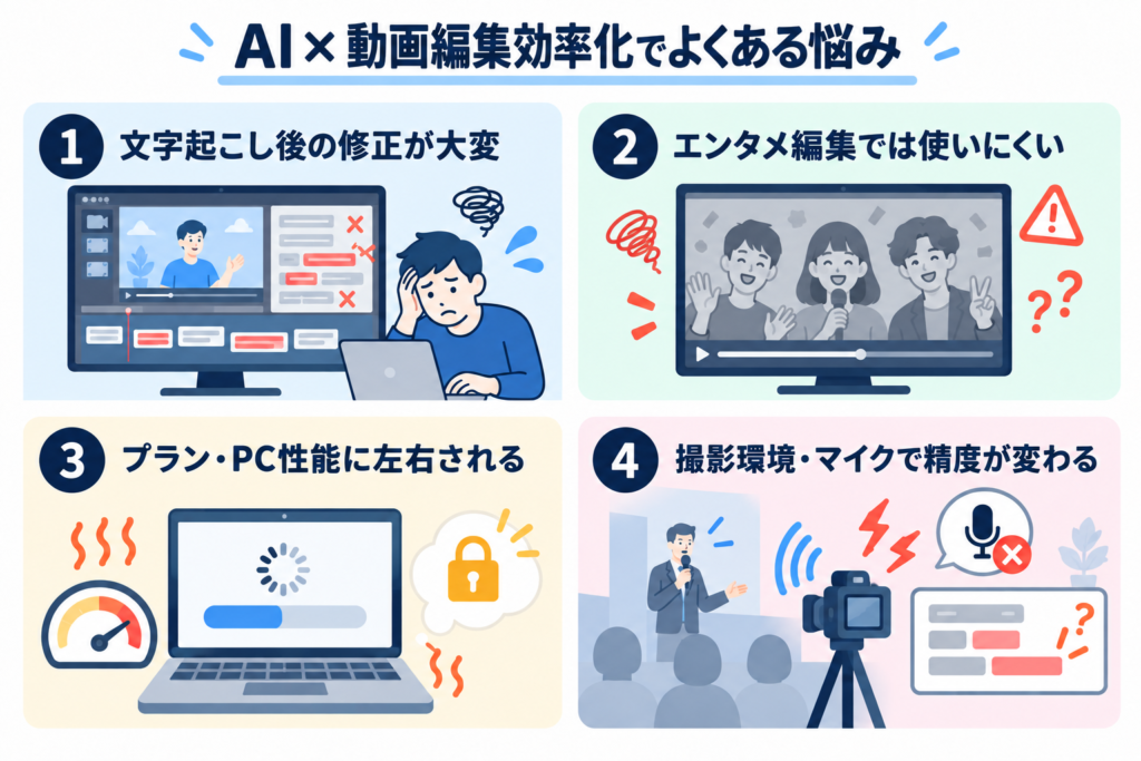 AI動画編集でよくある悩み
